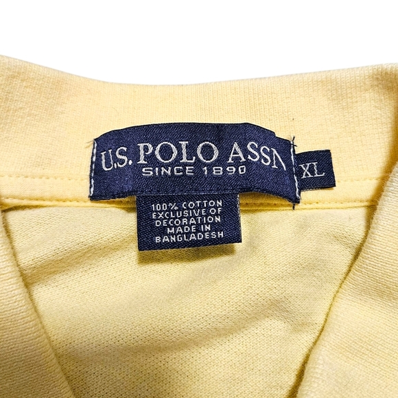 US Polo Assn Mens Short Sleeve Shirt Butter Yellow XL 100% Cotton Classic Fit - Picture 4 of 7